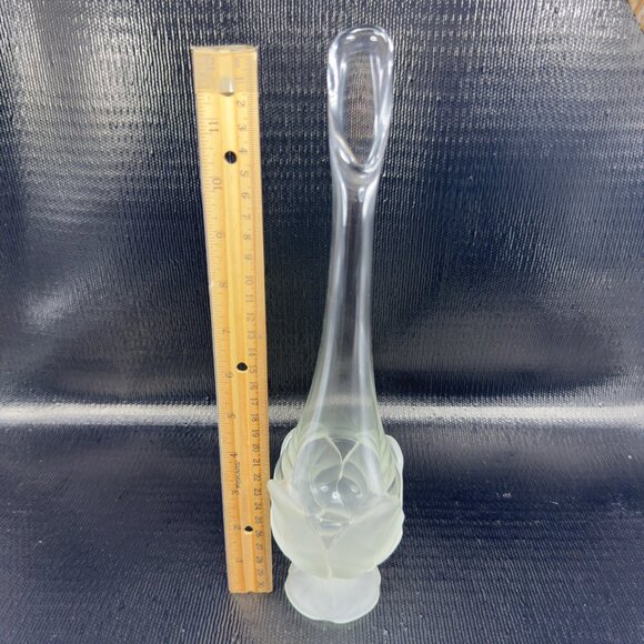 Viking Glass Swung Vase with Frosted Cabbage Base 12inch Clear Glass Vase Vessel - Picture 2 of 16